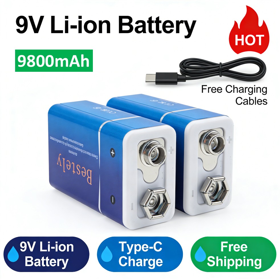 Rechargeable 9V Battery, 9800m - огляд і ціна Smoke Detector Interconnected