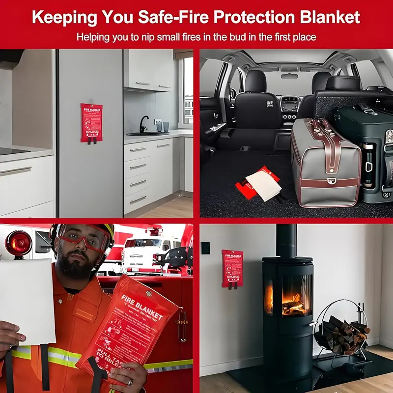 4 Pack Fiberglass Emergency Fi - огляд і ціна Fire Blanket Kitchen