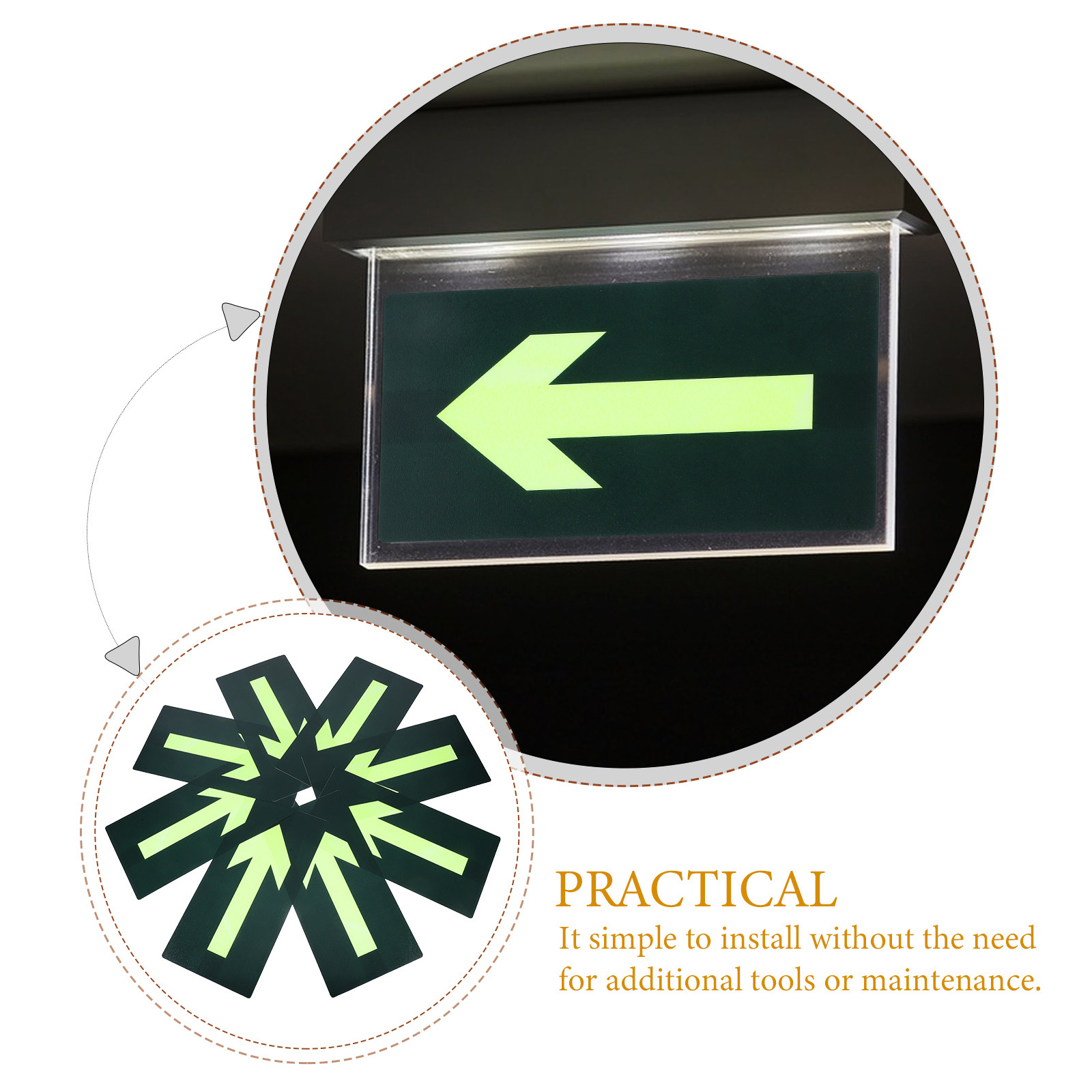 8Pcs Night Vision Exit Directi - огляд і ціна Emergency Exit Sign