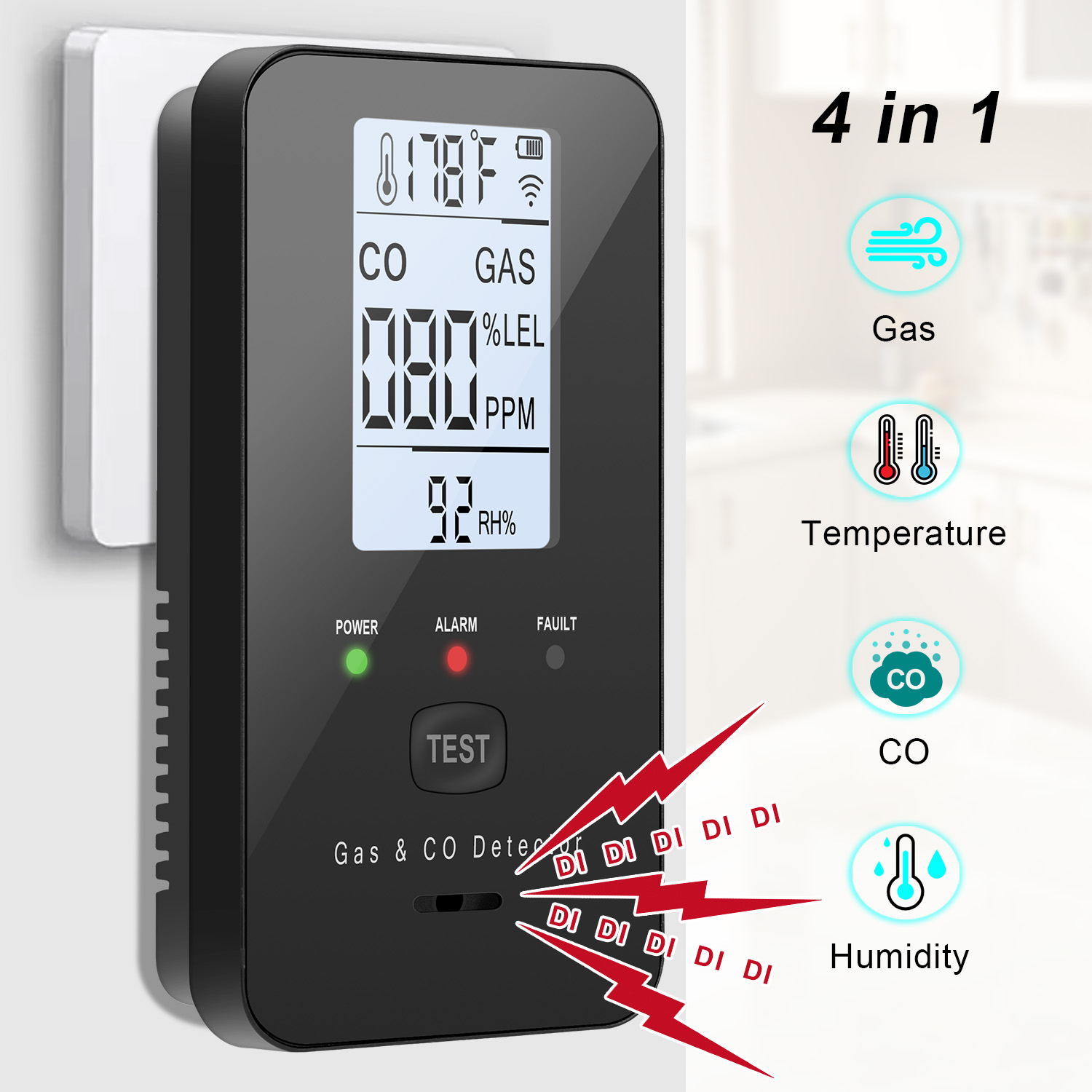 Natural Gas & Carbon Monoxide  - огляд і ціна Co Detector Plug