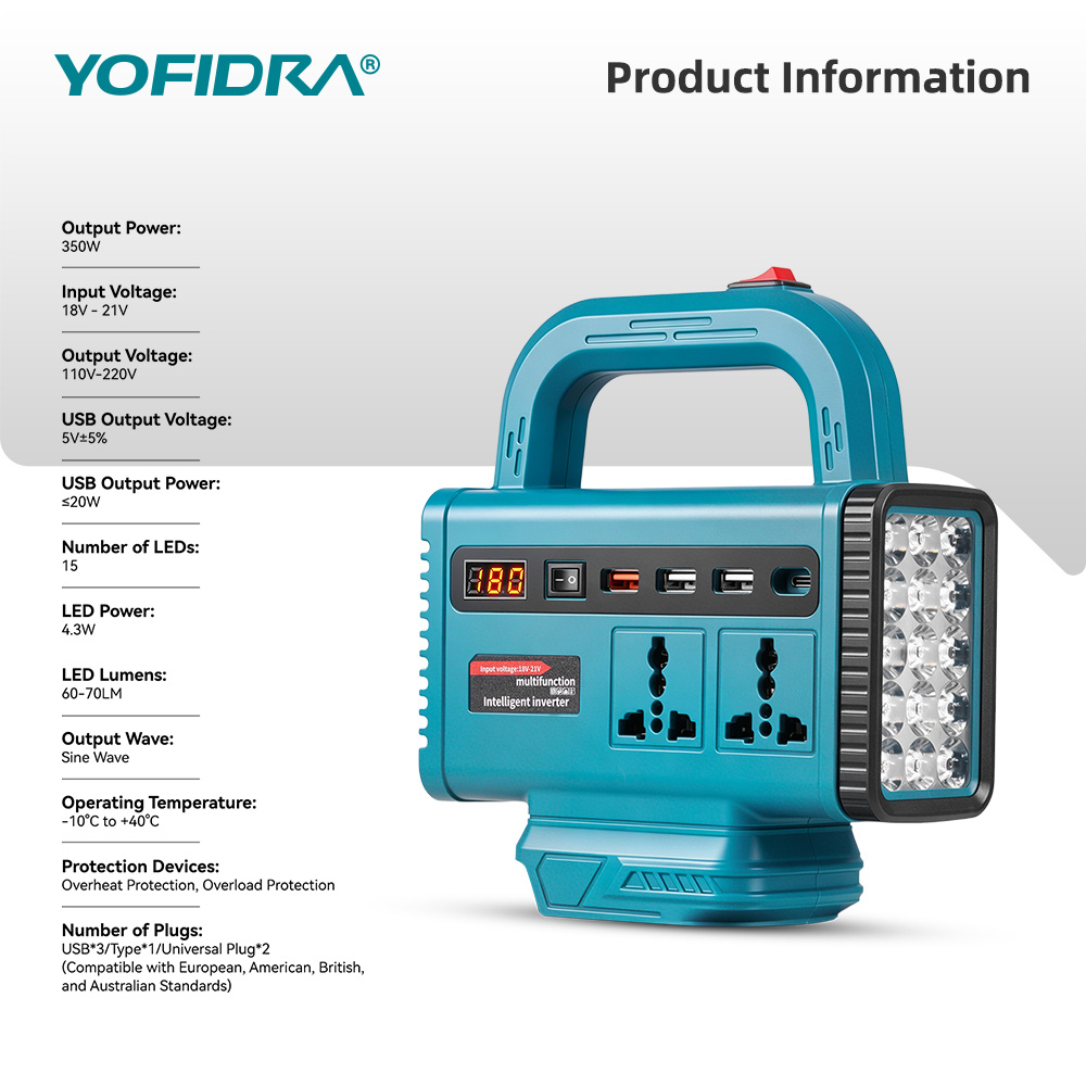 YOFIDRA 220V Portable Power In - огляд і ціна Power Outage Light