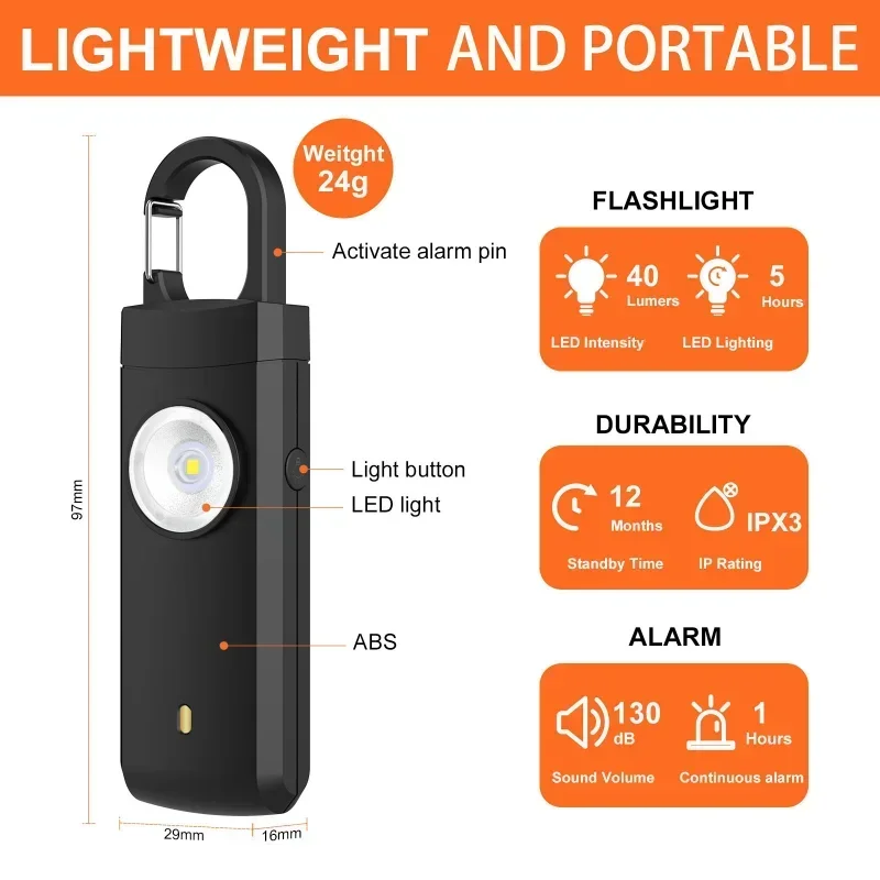 Self Defense LED Flashlight US - огляд і ціна Personal Alarm Keychain