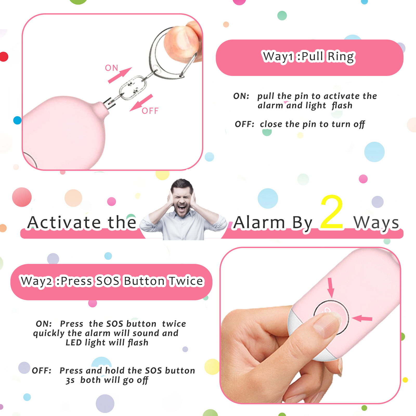 1pc Ultra-Loud 130DB Personal  - огляд і ціна Personal Alarm Keychain