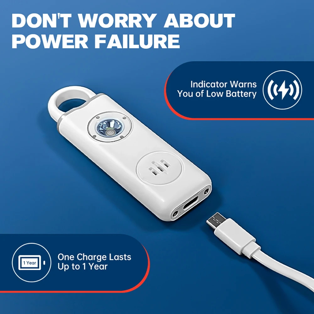 130dB Rechargeable Personal Al - огляд і ціна Personal Alarm Keychain
